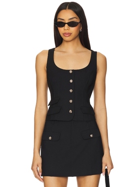 Cinq a Sept LOVINA 无袖上装 黑色 y2k辣妹风REVOLVE新款