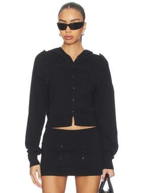 NIIHAI MILITARY 开襟羊毛衫 revolve小众新款 黑色