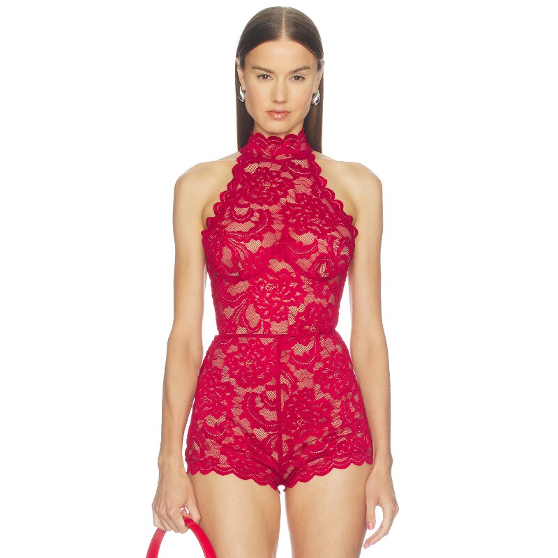 Nookie红色上衣蕾丝花纹蕾丝辣妹风新品修身吊带REVOLVE
