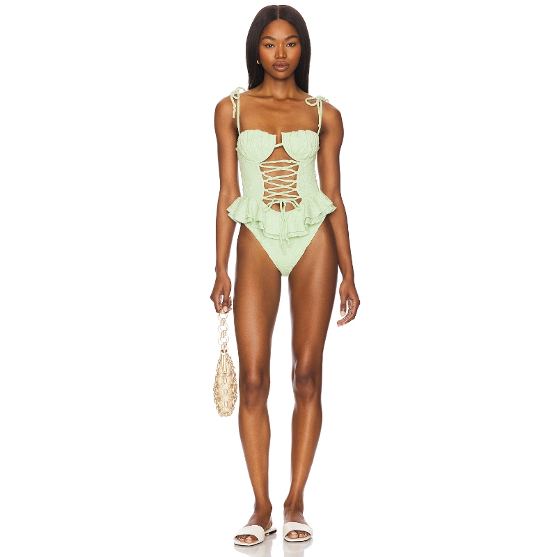 Montce Swim RUFFLE PETAL 一件式泳装 薄荷色 y2k辣妹风REVOLVE