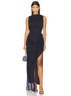 Auteur Studio BRUNA 高领连衣裙 藏青色REVOLVE小众新款