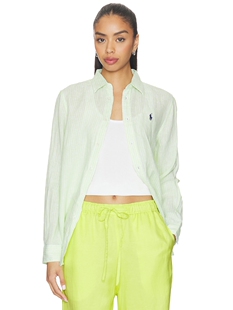 Linen Long Sleeve Polo Shirt Lauren Sport revolve小众 Ralph