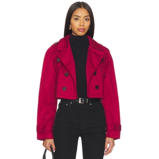 [春节穿搭]MORE TO COME短款风衣夹克酒红色老钱风外套REVOLVE新