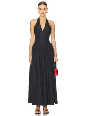 MORE TO COME 挂颈式裙子黑色 REVOLVE小众新款设计感长款连衣裙