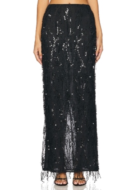 House of Harlow 1960 PADMA 长款半身裙 黑色REVOLVE小众新款