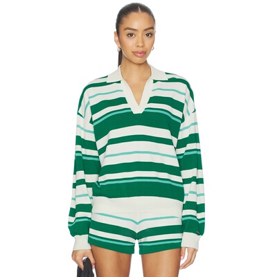 P.E Nation Retreat Stripe Collar Knit Pullover revolve小众新