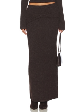 4th & Reckless SELENE 长款半身裙 巧克力色REVOLVE小众新款