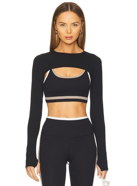 Splits59 黑色披肩式罩衫长袖上衣无内搭运动风REVOLVE小众新款