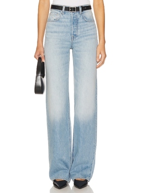 [冬季新品]GRLFRND BROOKLYN 牛仔裤蓝色直筒裤丹宁长裤REVOLVE