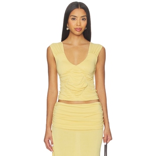 With Jean LILA 无袖上装 黄色 y2k辣妹风REVOLVE小众新款