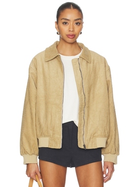 LIONESS 翻领夹克棕黄色 运动复古风宽松外套REVOLVE小众新款