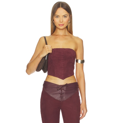 [春季新品]Understated Leather 上装巧克力色辣妹风REVOLVE新款