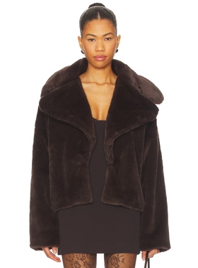 superdown 环保皮草短款大衣棕色美式性感外套REVOLVE小众新款