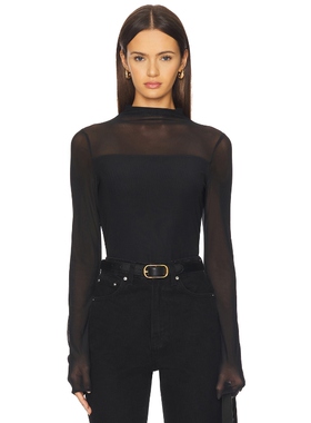 Rag & Bone Luca Double Layer Mock Neck Long Sleeve 黑色 y2kR