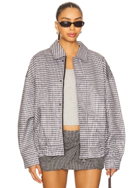 [冬季新品]LIONESS 格纹翻领宽松夹克运动复古风外套REVOLVE小众