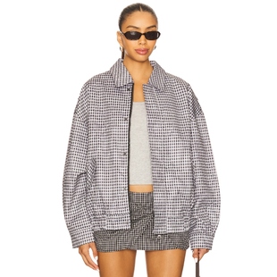 [春季新品]LIONESS 格纹翻领宽松夹克运动复古风外套REVOLVE小众