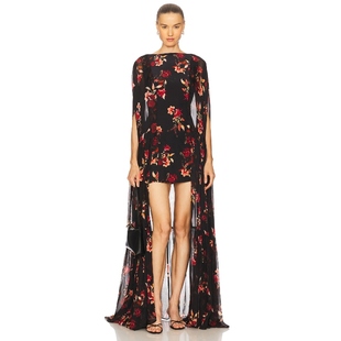 [冬季新品]LA FUORI CORALIA 褶皱斗篷连衣裙棕黄色REVOLVE小众