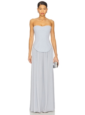 Lovers and Friends JENNY 长裙 暗蓝灰色REVOLVE小众新款