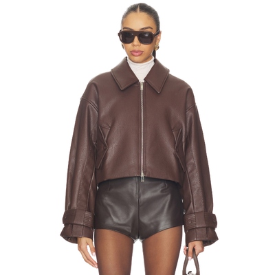 NICHOLAS PARIS 机车夹克 巧克力色 美式休闲风REVOLVE小众新款