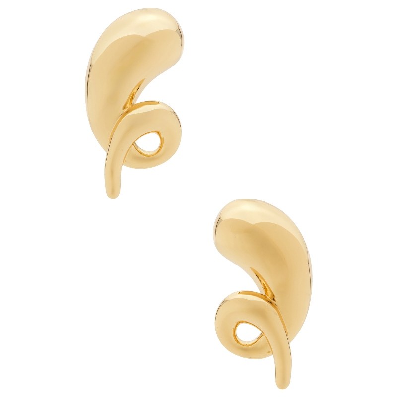 Lele Sadoughi TWIRLY BUTTON 铆钉耳饰 金属金色REVOLVE小众新款