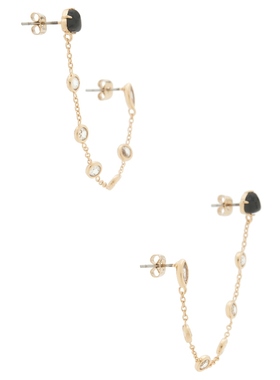 Ettika DOUBLE PIERCING BLACK STONE 特色耳环 金属金色REVOLVE