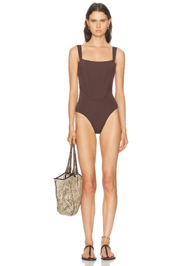 Staud ADELAIDE 泳装 棕色 y2k辣妹风REVOLVE小众新款