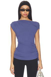 侧边抽绳性感修身 LIONESS蓝色露肩上装 背心REVOLVE 店铺主推