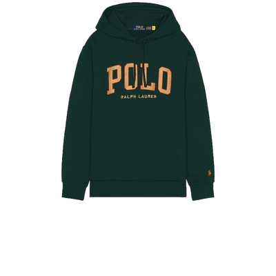 Polo Ralph Lauren深绿字母刺绣美式学院风连帽卫衣REVOLVE