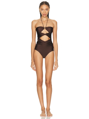 Shani Shemer GENEVA 一件式泳装 revolve小众新款 巧克力色