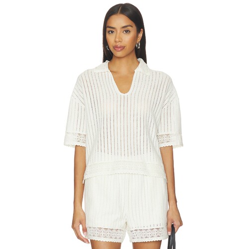 ALLSAINTS夏日新品白色上装镂空蕾丝度假风短款T恤REVOLVE