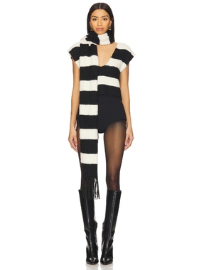 For Love & Lemons 羊毛针织马甲黑白条纹上衣REVOLVE新款