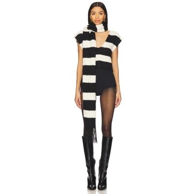For Love & Lemons 羊毛针织马甲黑白条纹上衣REVOLVE新款