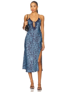 [冬季新品] Free People SOMEONE LIKE YOU 中长吊带裙Blue,Na