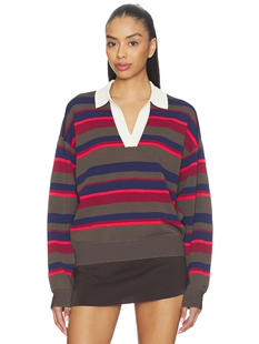 P.E Nation RETREAT STRIPE 翻领针织套头衫 26春夏新品 revolve