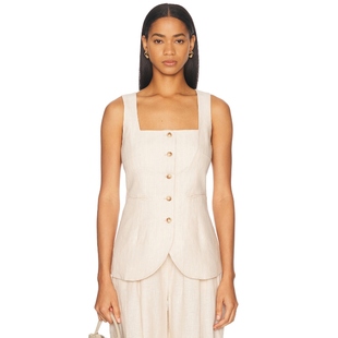 [冬季内搭]Posse亚麻吊带背心米色老钱风垂感舒适上衣REVOLVE新款