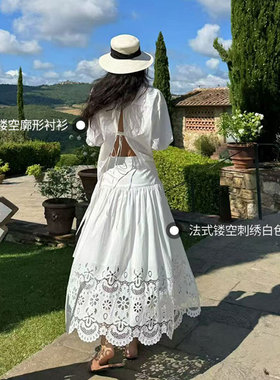 葡萄可以同款 法式半身裙静奢风蕾丝镂空裙子Helsa风REVOLVE