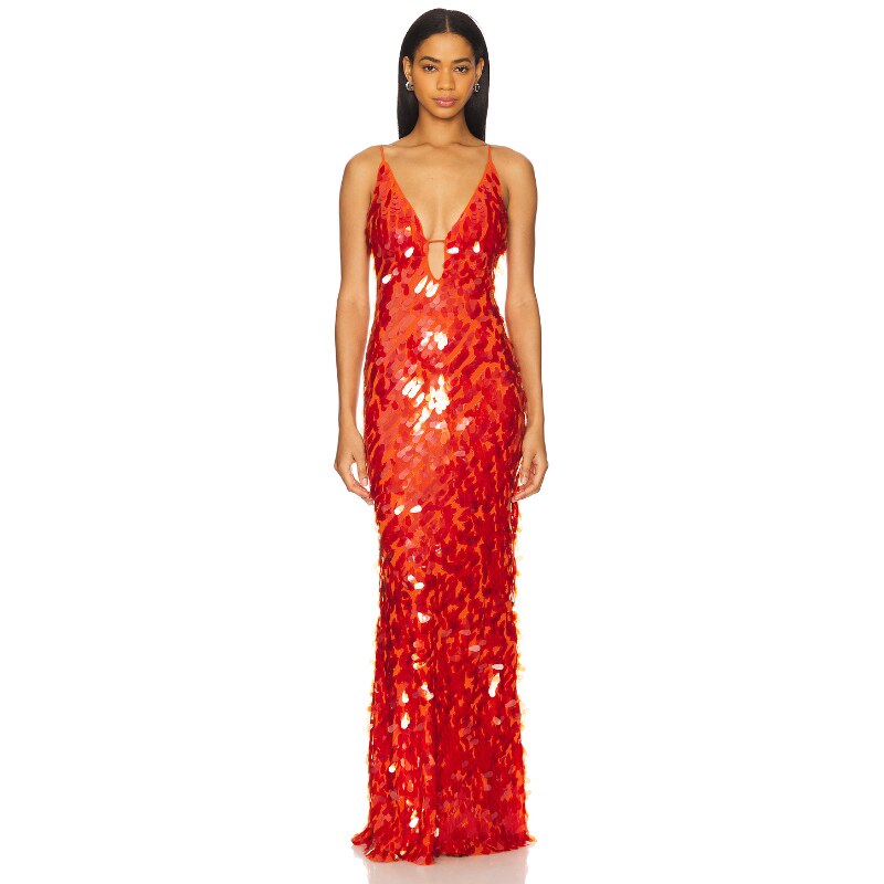 MISHA SAPPHIRE 长裙 红色REVOLVE小众新款