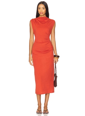 [冬季新品]Vince Cowl Neck Muscle Tee Dress 砖红色REVOLVE小众