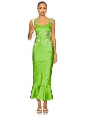 SALONI MIMI C 中长款连衣裙 绿色REVOLVE小众新款