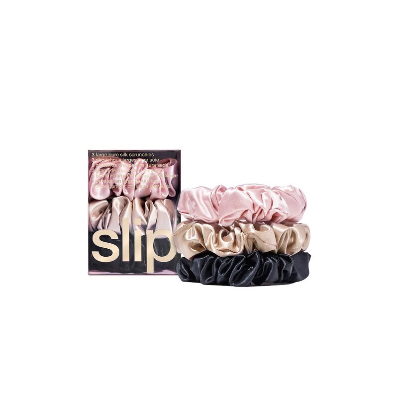 slip粉色/黑色缎面发圈高弹力盘发头绳套装七夕礼物REVOLVE - 实物图