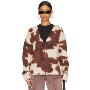 London毛绒针织开襟上衣印花宽松长袖 Jaded 新品 REVOLVE 冬季