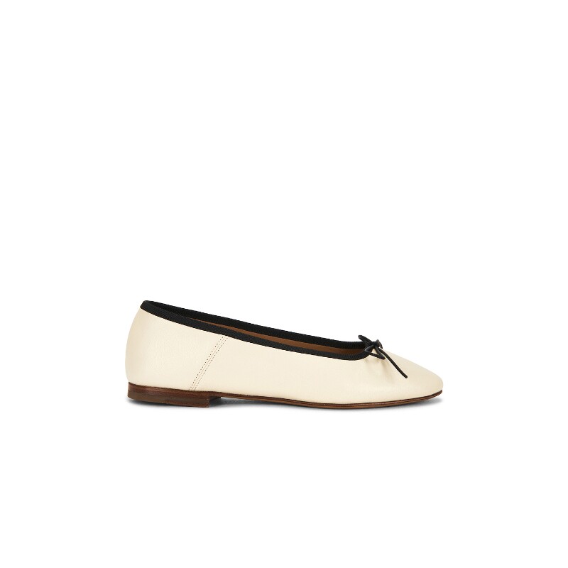 Mansur Gavriel早秋米白色皮革凉鞋蝴蝶结圆头休闲女鞋REVOLVE