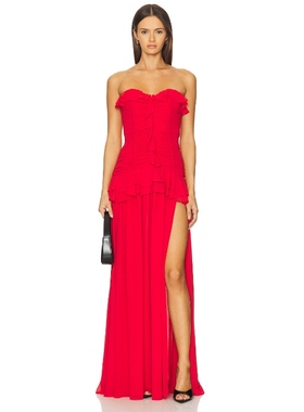 Lovers and Friends MADDIE 长裙 红色REVOLVE小众新款