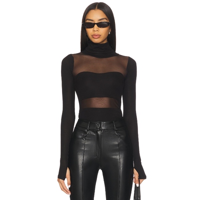 Michael Lauren Rem Long Sleeve Fitted Turtleneck Top BlackRE