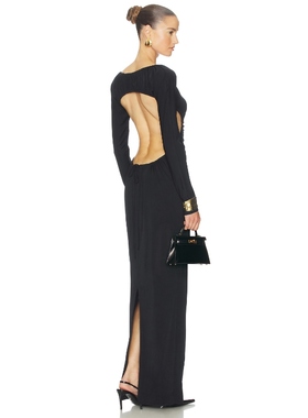 Helsa 连衣裙黑色修身露背性感长裙老钱风礼服裙REVOLVE小众新款