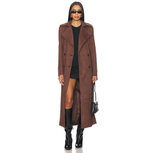 Bardot Kira Faux Suede Trench Coat 棕色REVOLVE小众新款