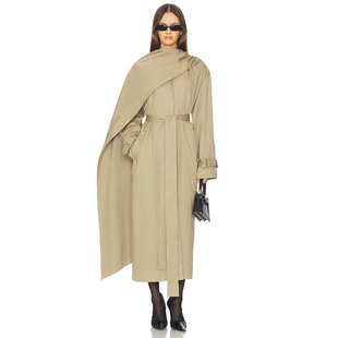 SRG大衣米色极简高级感披肩式风衣通勤百搭外套REVOLVE