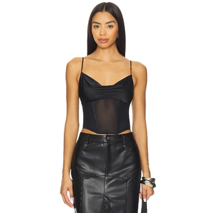 [春季新品]fleur du mal NORA 紧身上装黑色REVOLVE小众新款