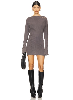 jennie 同款KNWLS ACE 连衣裙深灰色复古风长袖短裙REVOLVE新款