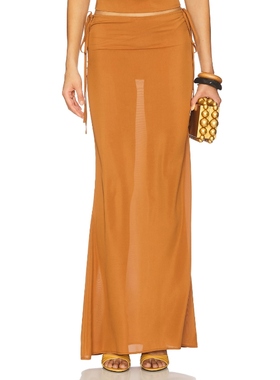 [冬季新品]VDM EVVY 半身裙 棕黄色REVOLVE小众新款